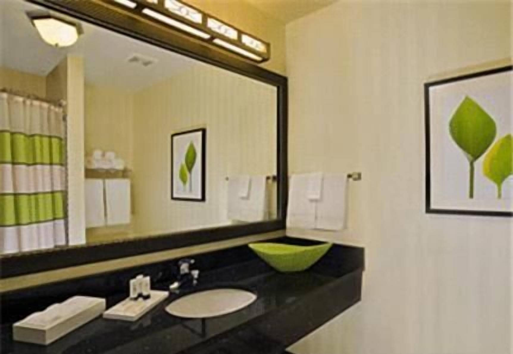 combined shower/bathtub, free toiletries, hair dryer, towels