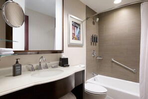 Designer toiletries, hair dryer, bathrobes, towels