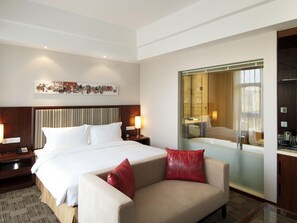 Free minibar items, in-room safe, desk, blackout drapes