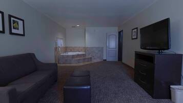 Pillow-top beds, desk, laptop workspace, blackout curtains