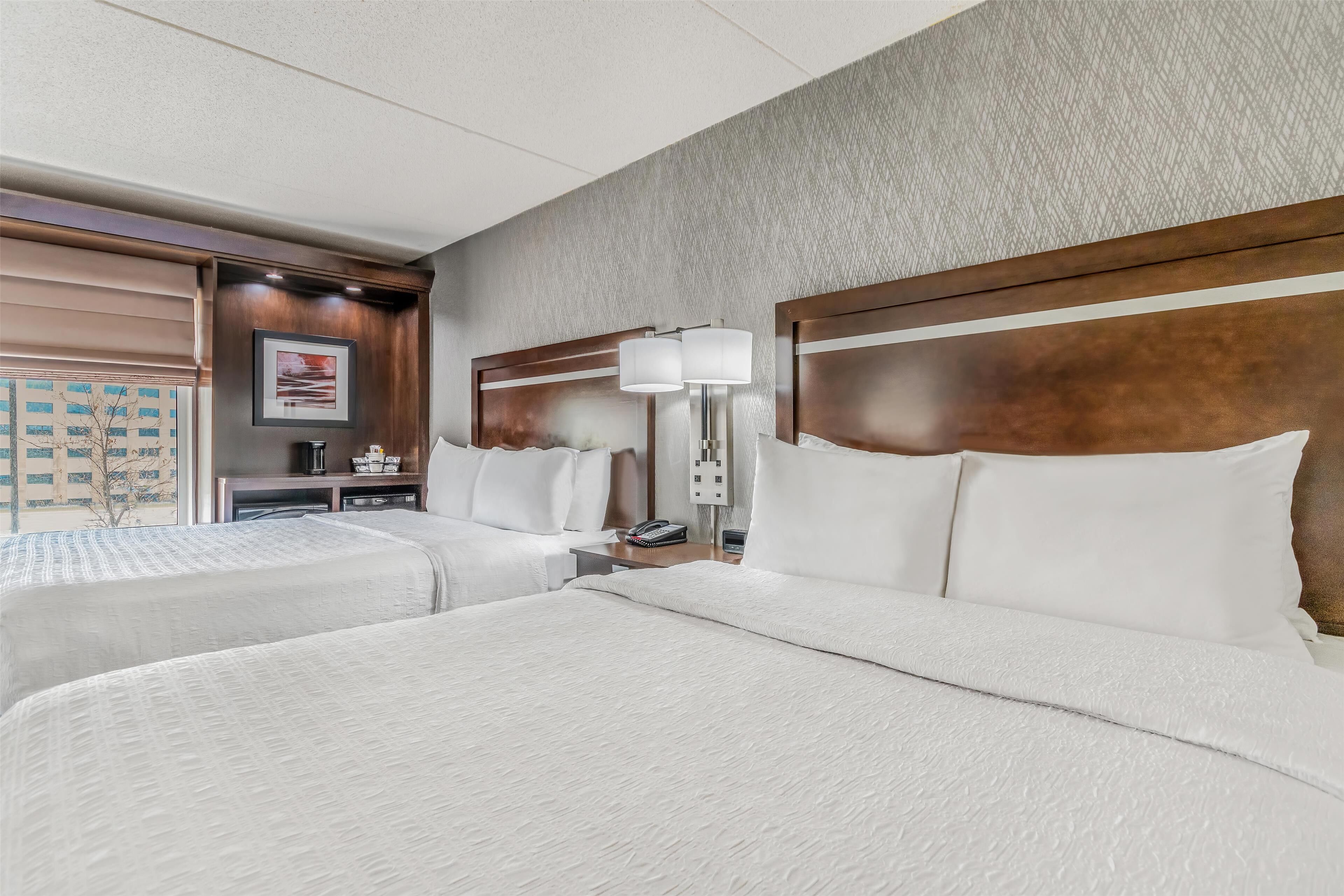 desk, laptop workspace, blackout curtains, iron/ironing board