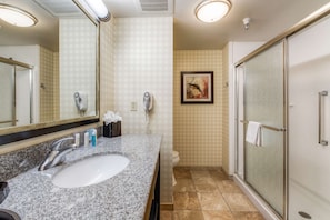 Combined shower/bathtub, hair dryer, towels - Hampton Inn & Suites Detroit / Airport - Romulus (Romulus)