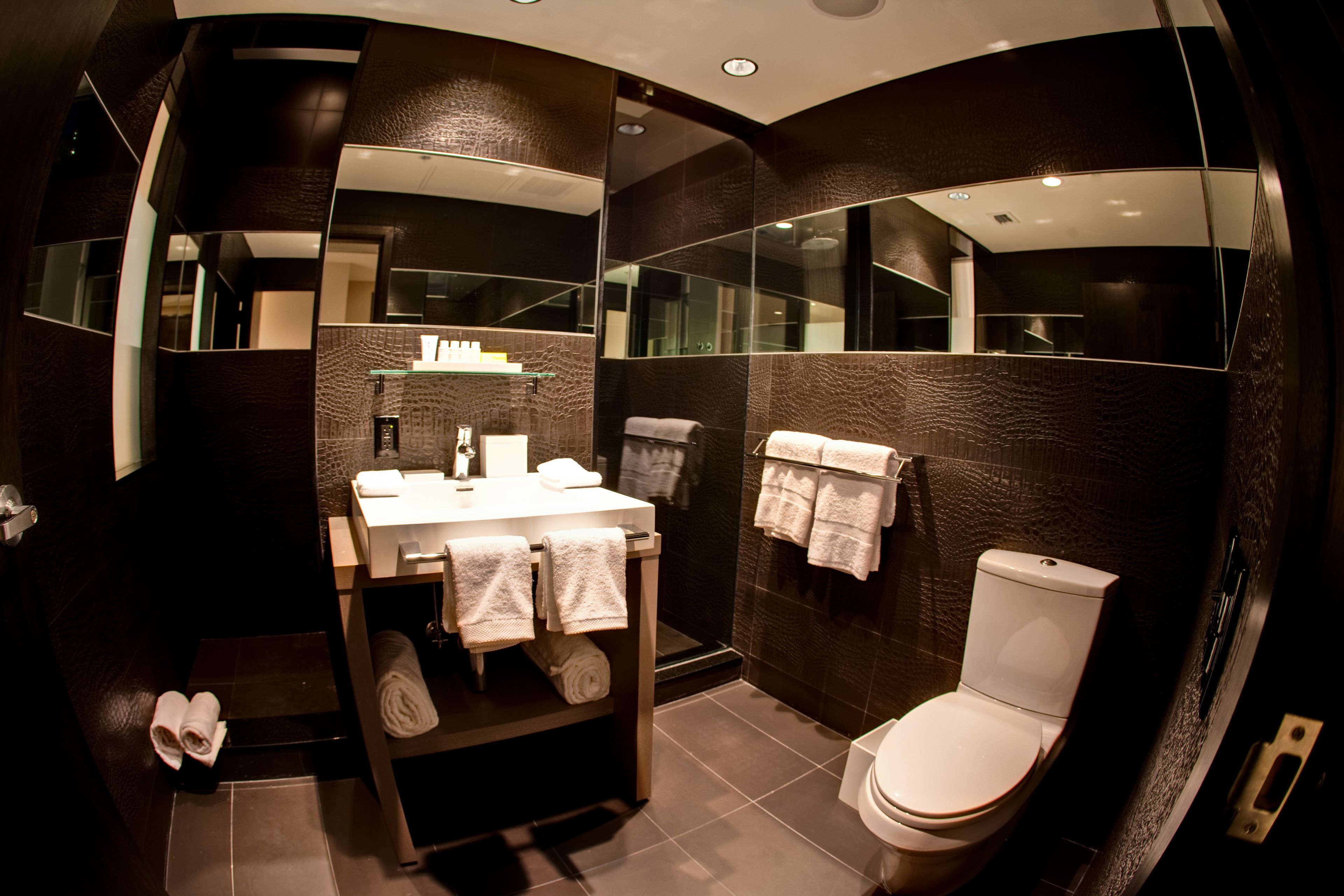 shower, rainfall showerhead, designer toiletries, hair dryer