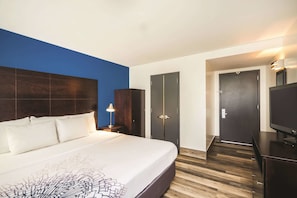 Room, 1 King Bed, Non Smoking | Pillowtop beds, desk, laptop workspace, iron/ironing board