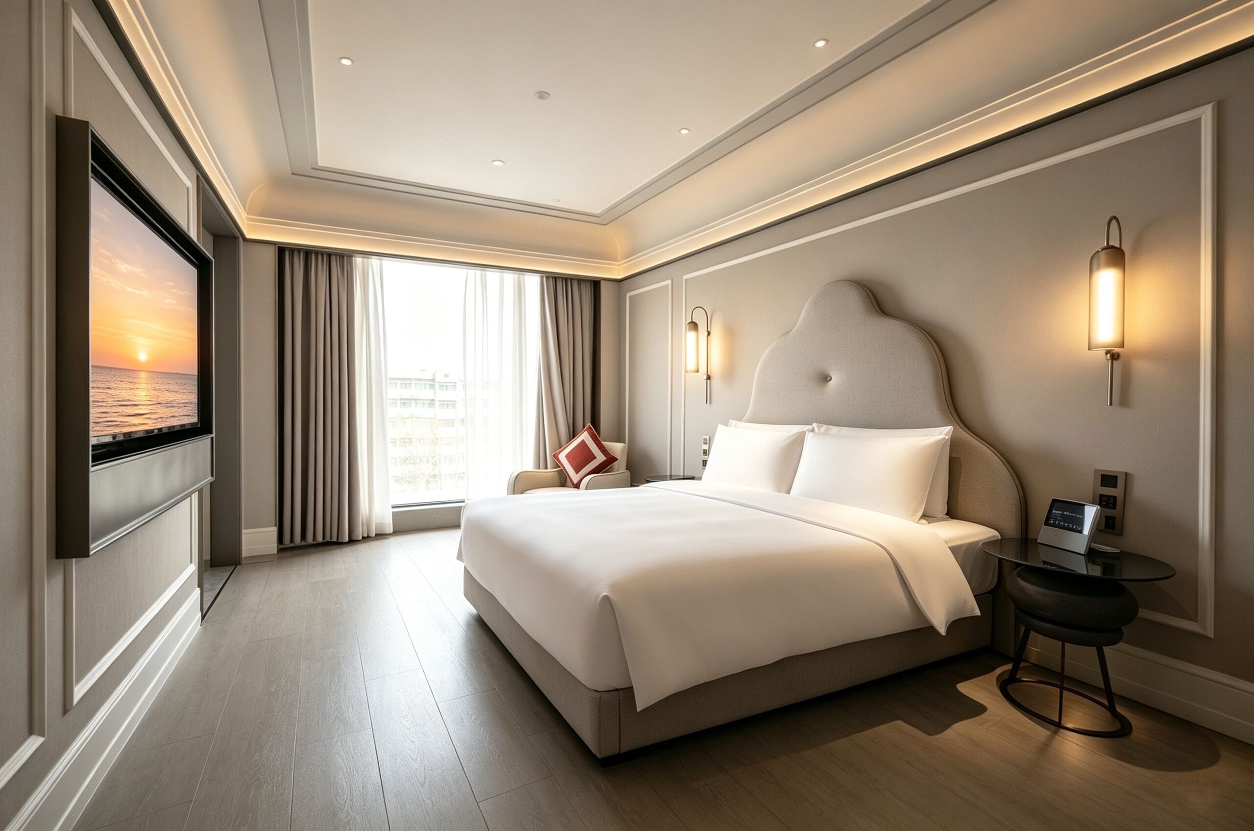 Superior-huone, 1 suuri parisänky | Untuvapeitot, memory foam -patjalliset sängyt, minibaari