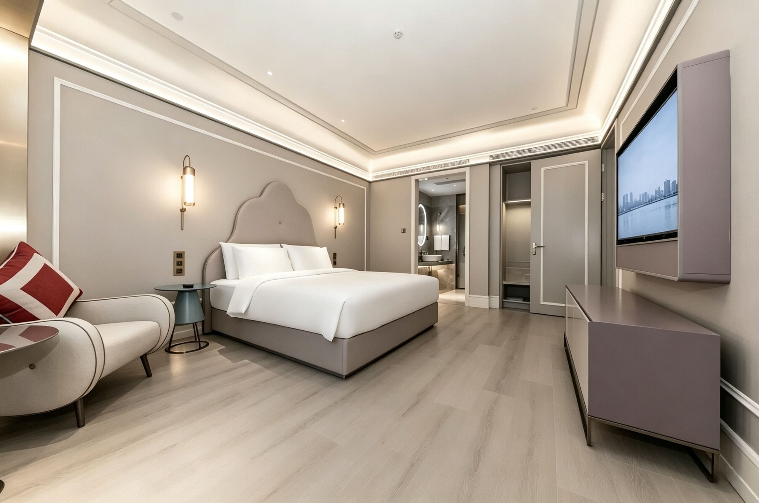 Deluxe-sviitti, 1 suuri parisänky | Untuvapeitot, memory foam -patjalliset sängyt, minibaari