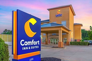 A Comfort Inn & Suites sign with a large 'C' logo, a building entrance, and a parking lot. - Comfort Inn & Suites Chesapeake - Portsmouth (Chesapeake)