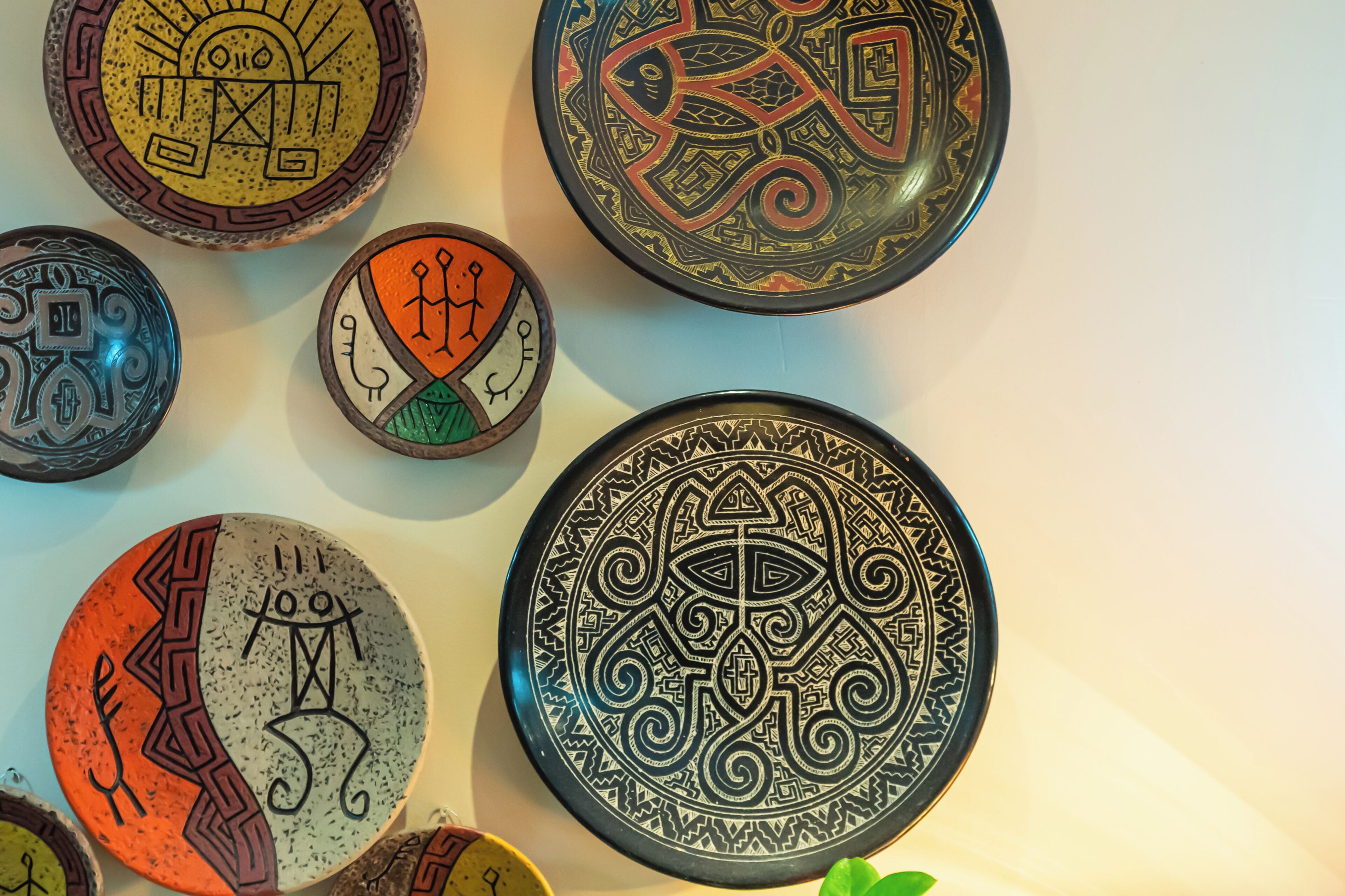 A collection of decorative plates with intricate designs.