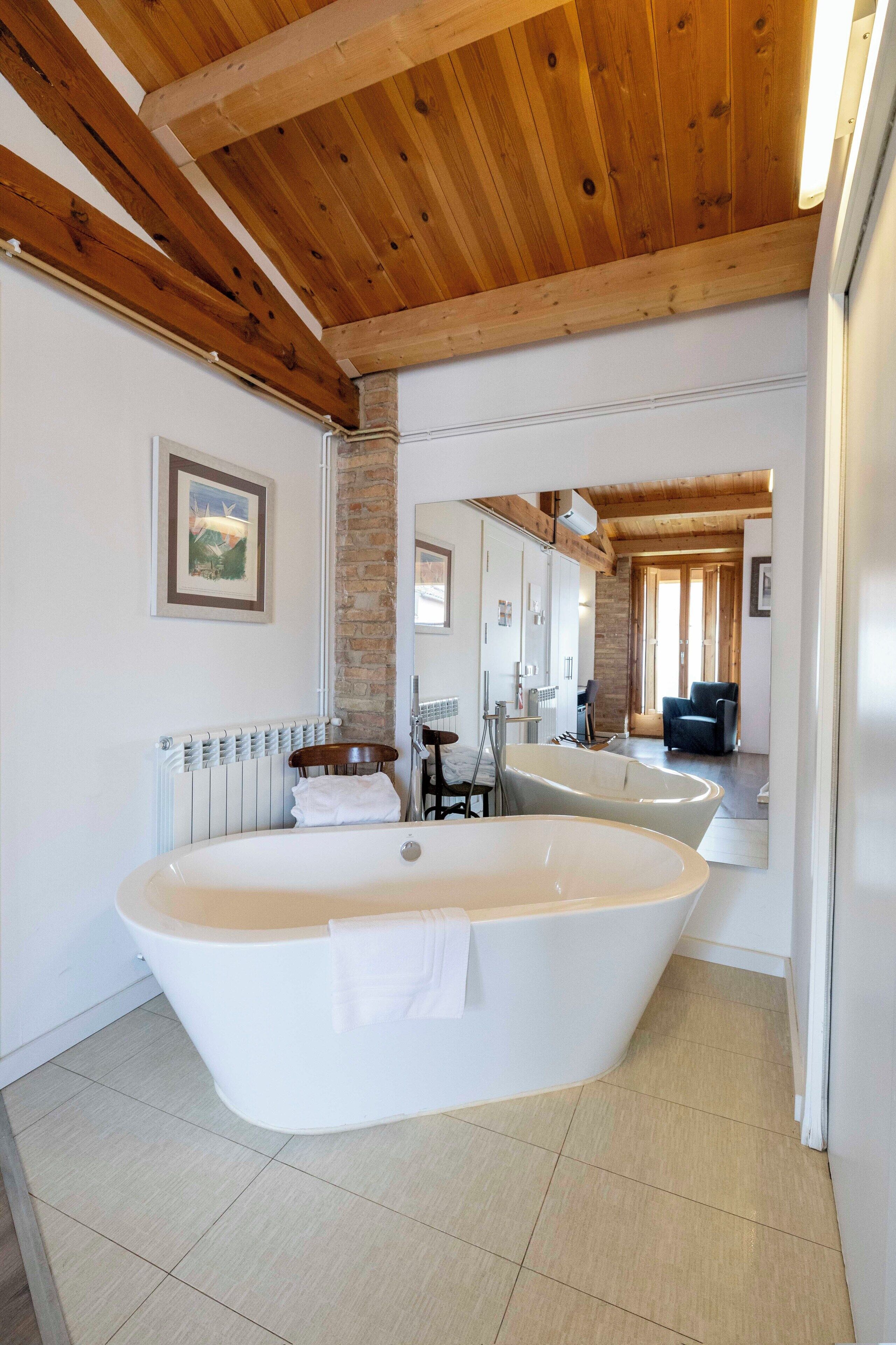 eco-friendly toiletries, hair dryer, towels, soap