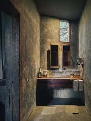 Premier Suite (Premier Palm Suite) | Bathroom | Shower, free toiletries, hair dryer, bathrobes