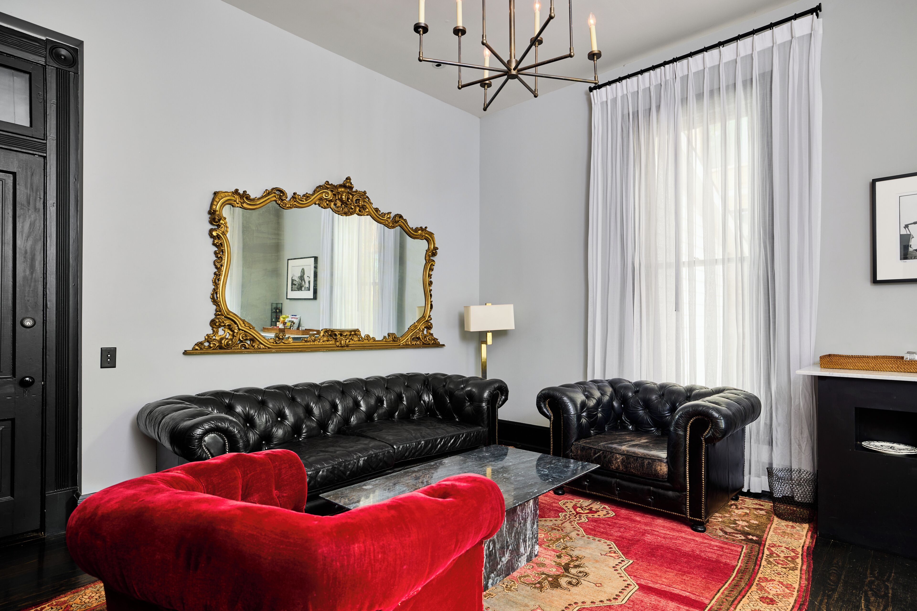 Suite, 1 King Bed (Four) | Living area | 55-inch flat-screen TV with cable channels, printers