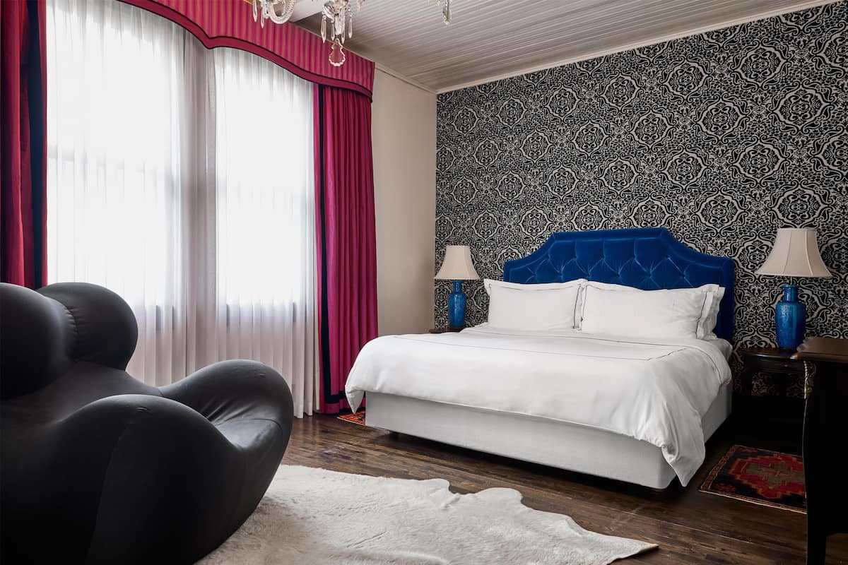 King Suite Four with Porch | Egyptian cotton sheets, premium bedding, pillowtop beds, minibar
