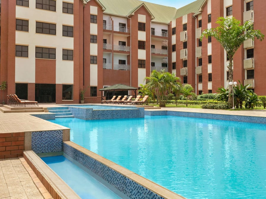 Outdoor pool, sun loungers