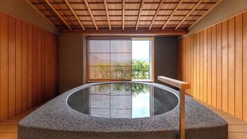 Japanese-Style Deluxe Room with Open-Air Bath B | Bathroom | Free toiletries, hair dryer, slippers, electronic bidet