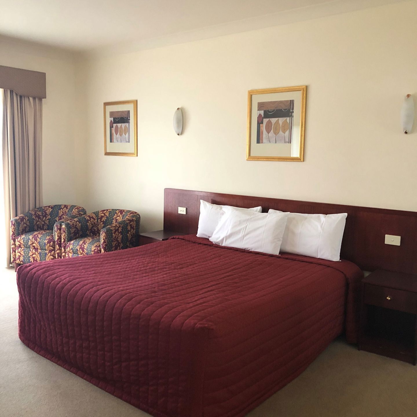 Minibar, desk, laptop workspace, iron/ironing board