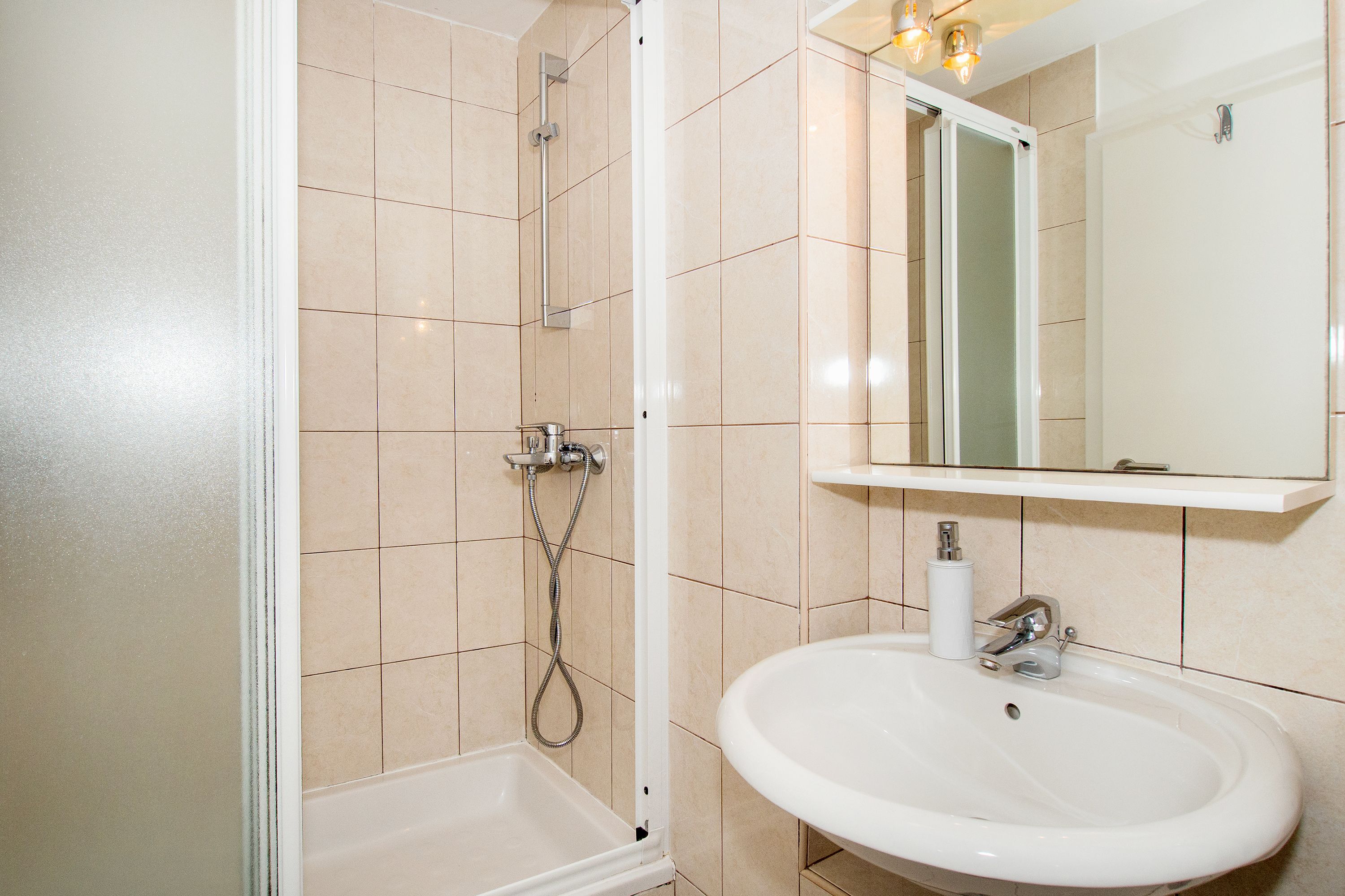 standard apartment, 1 bedroom | bathroom | hair dryer, towels, soap, toilet paper