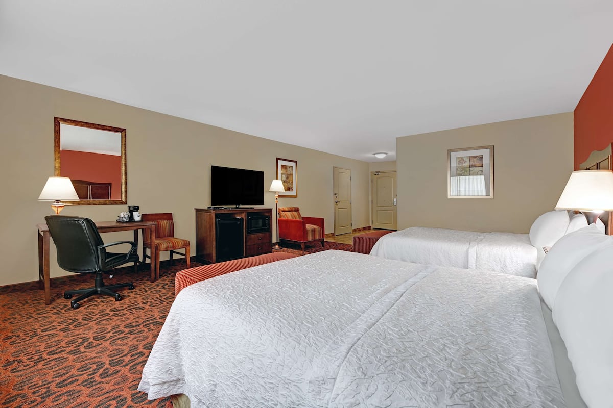 room, 2 queen beds, accessible, non smoking | in-room safe, iron/ironing board, free wired internet, bed sheets