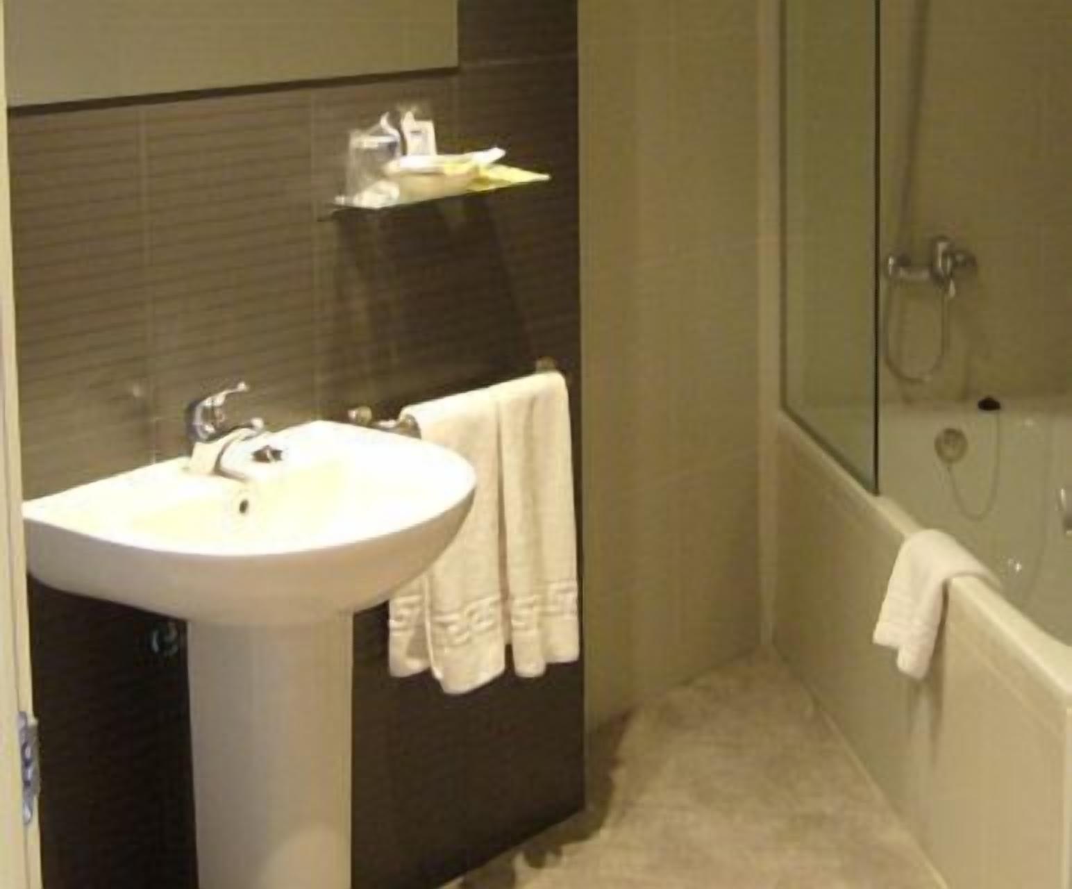 hair dryer, bidet, towels