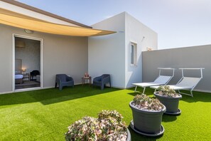 Romantic Studio Suite, 1 Queen Bed, Sauna, Sea View | Terrace/patio