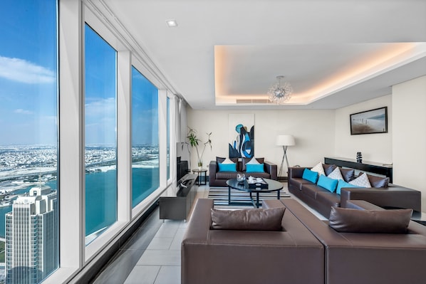 Suite (Premier Four Bedroom) | Living area | 46-inch LCD TV with satellite channels, TV - Kempinski Residences & Suites, Doha (Doha)