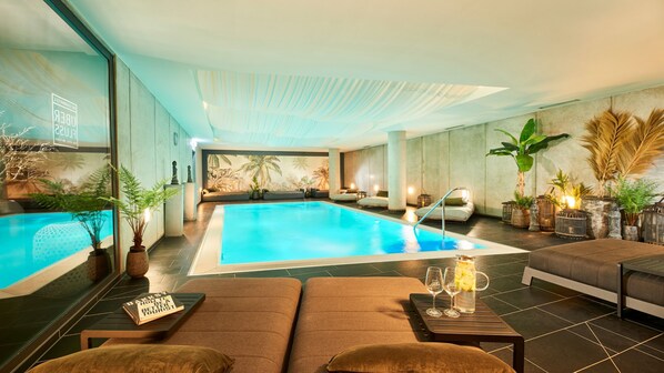 Indoor pool, open 8:30 AM to 10:00 PM, sun loungers