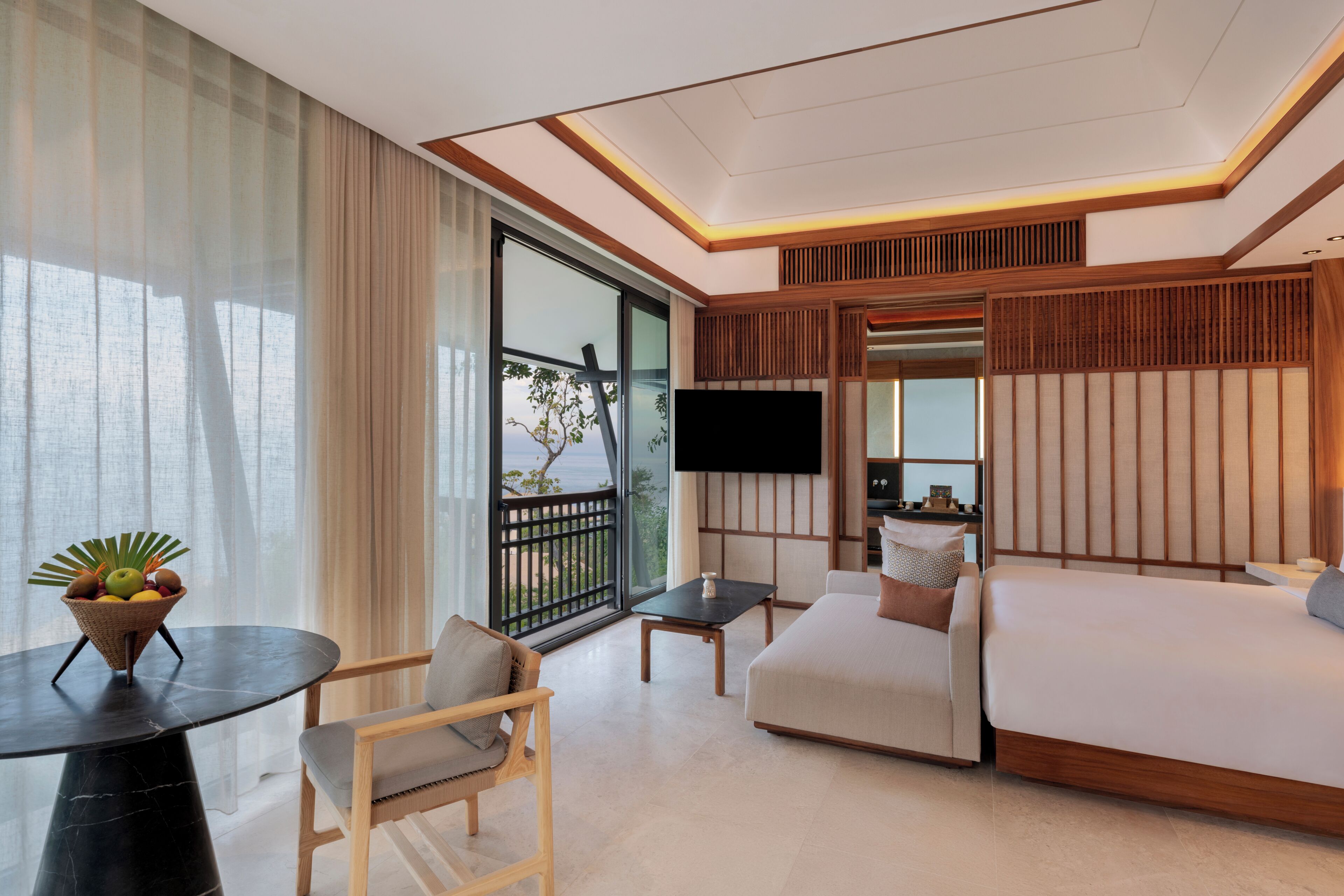 Ropa de cama de alta calidad y minibar 