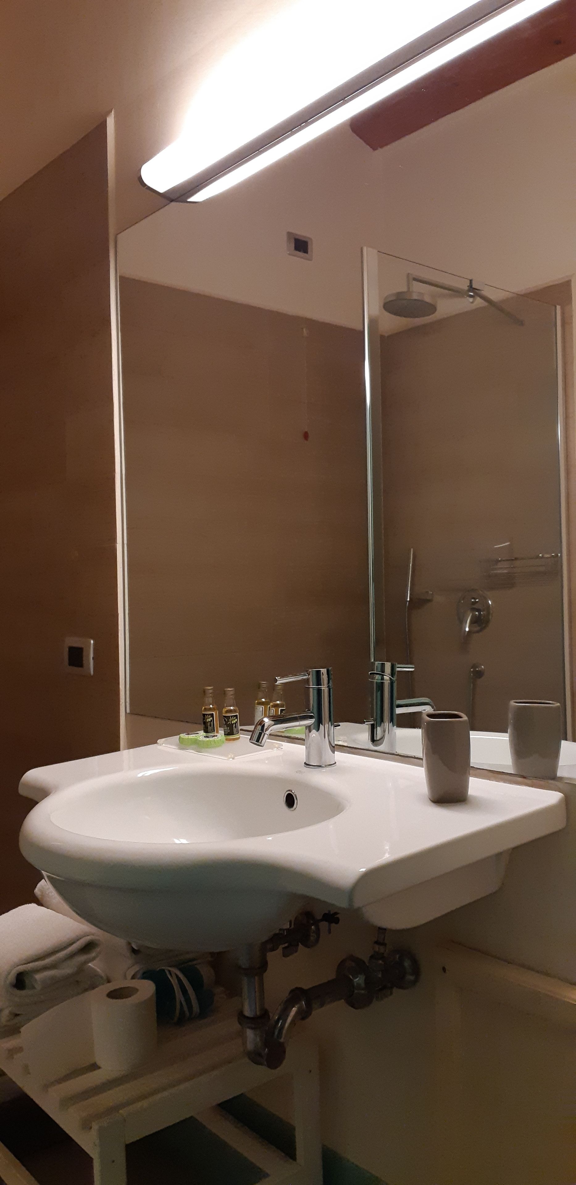 comfort double room, garden view | bathroom | shower, rainfall showerhead, free toiletries, hair dryer