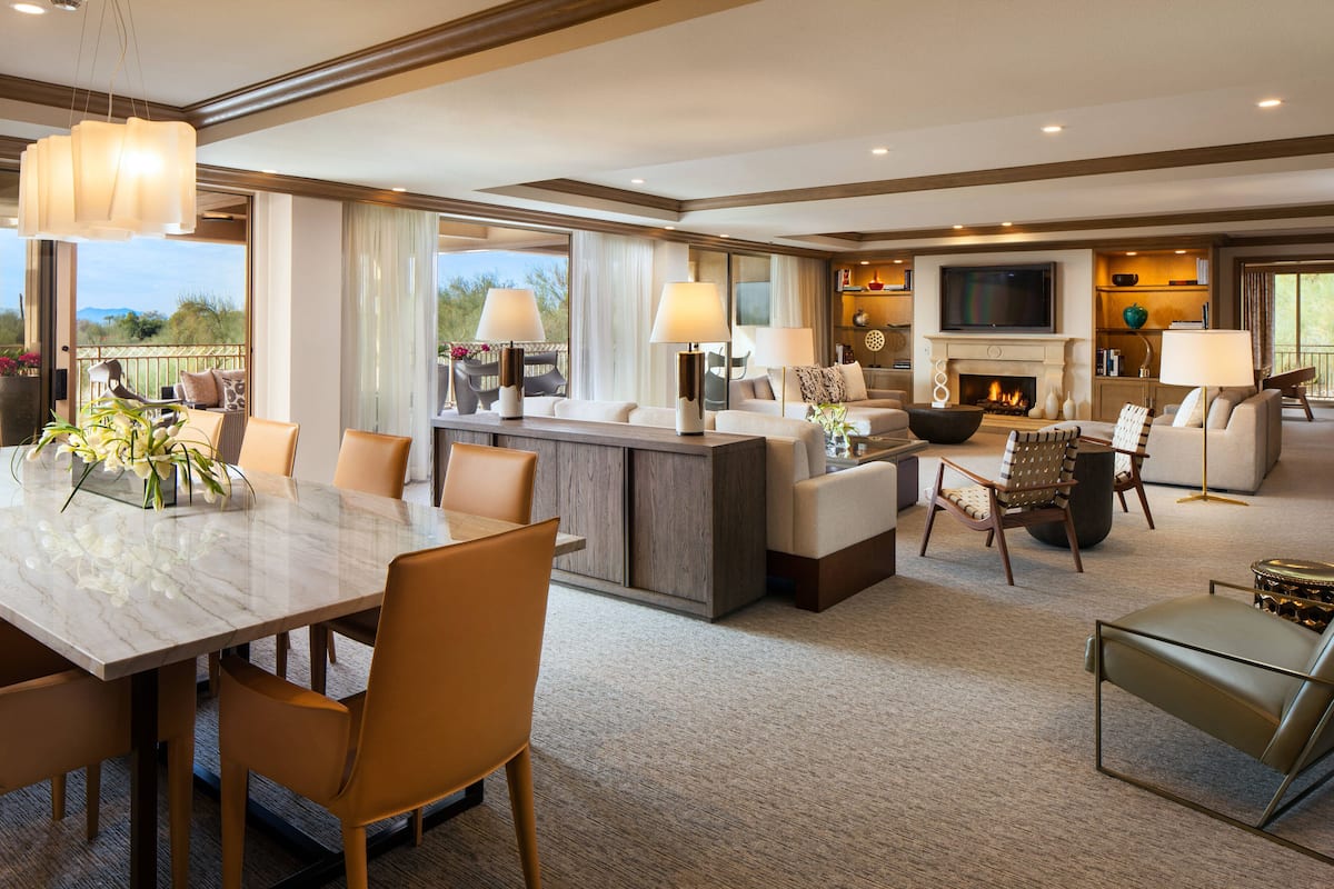 Presidential Suite, 1 Bedroom, Non Smoking, Fireplace | Living room | 42-inch LCD TV with cable channels, TV, DVD player