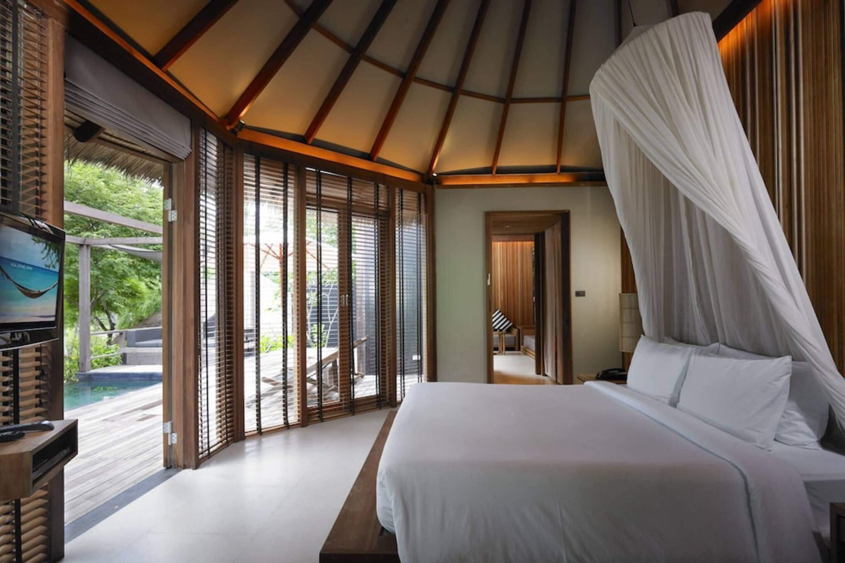 getaway family pool villa | minibar, in-room safe, individually decorated, blackout curtains