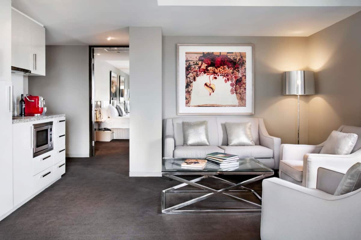 Pillow-top beds, minibar, in-room safe, desk