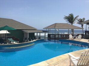 Outdoor pool, sun loungers