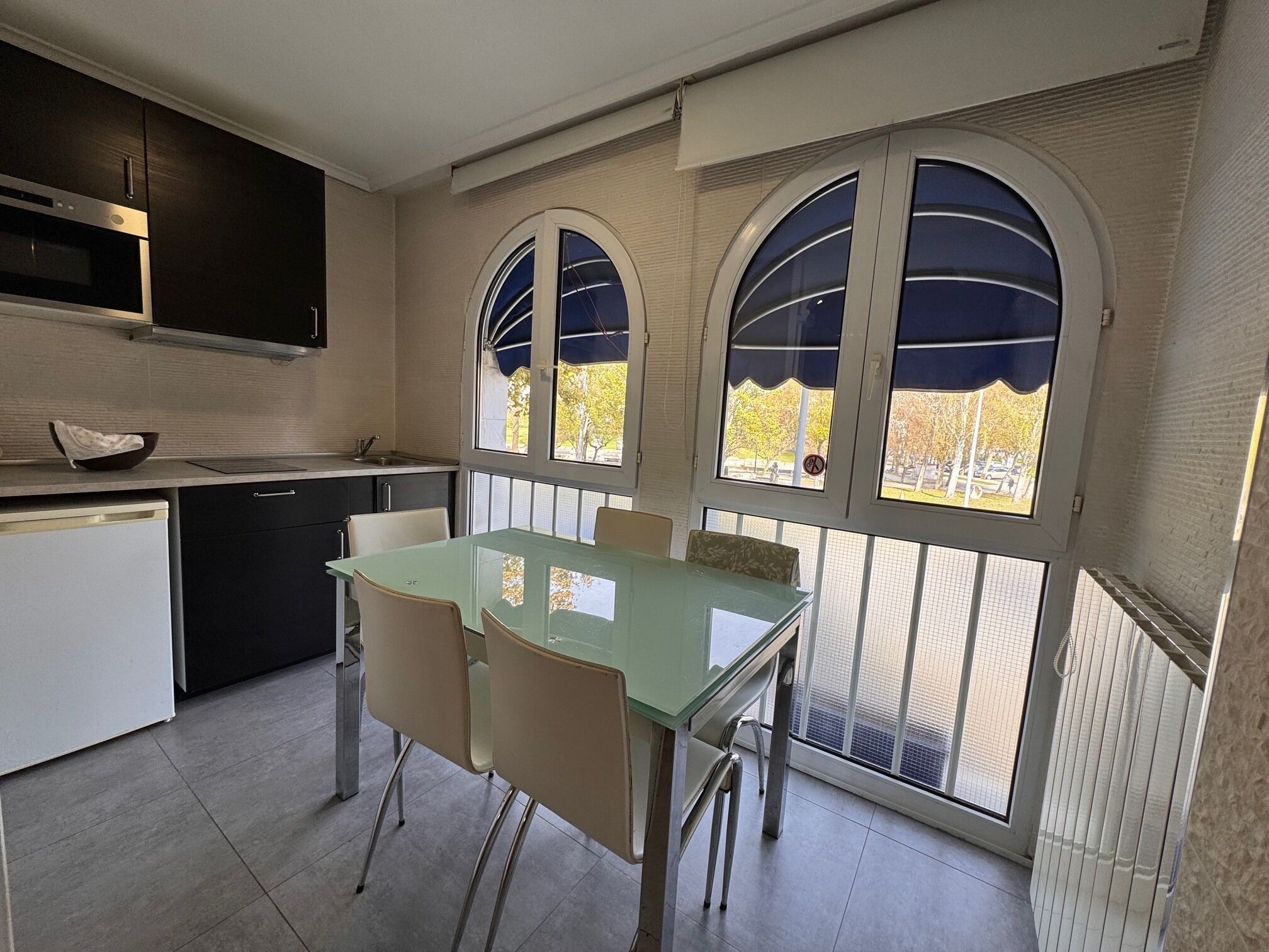 N°8 Apartamento 2 ambientes vistas al parque | Cocina privada | Frigorífico pequeño, microondas, placa de cocina y cafetera o tetera