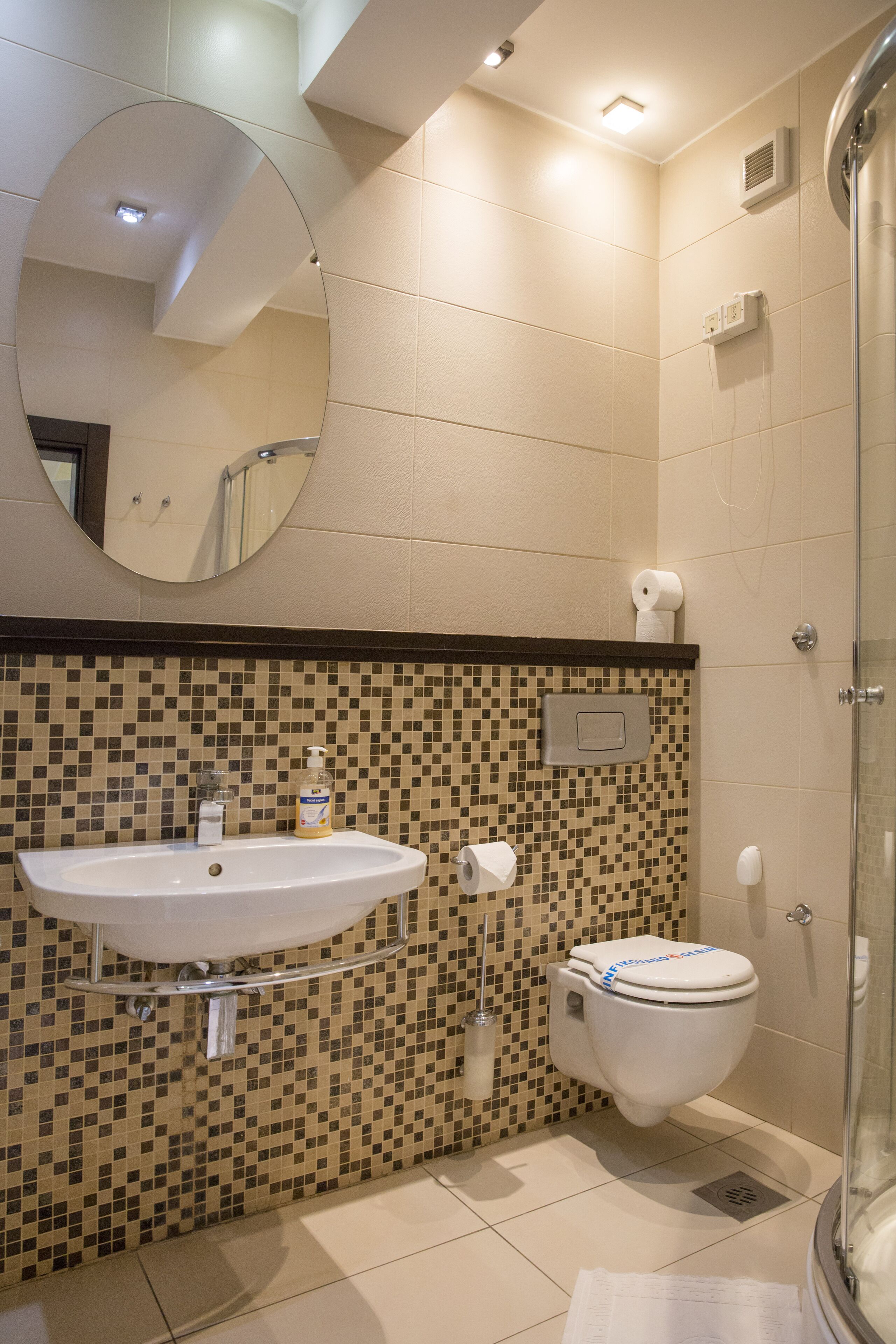 superior double room, terrace | bathroom | hair dryer, towels