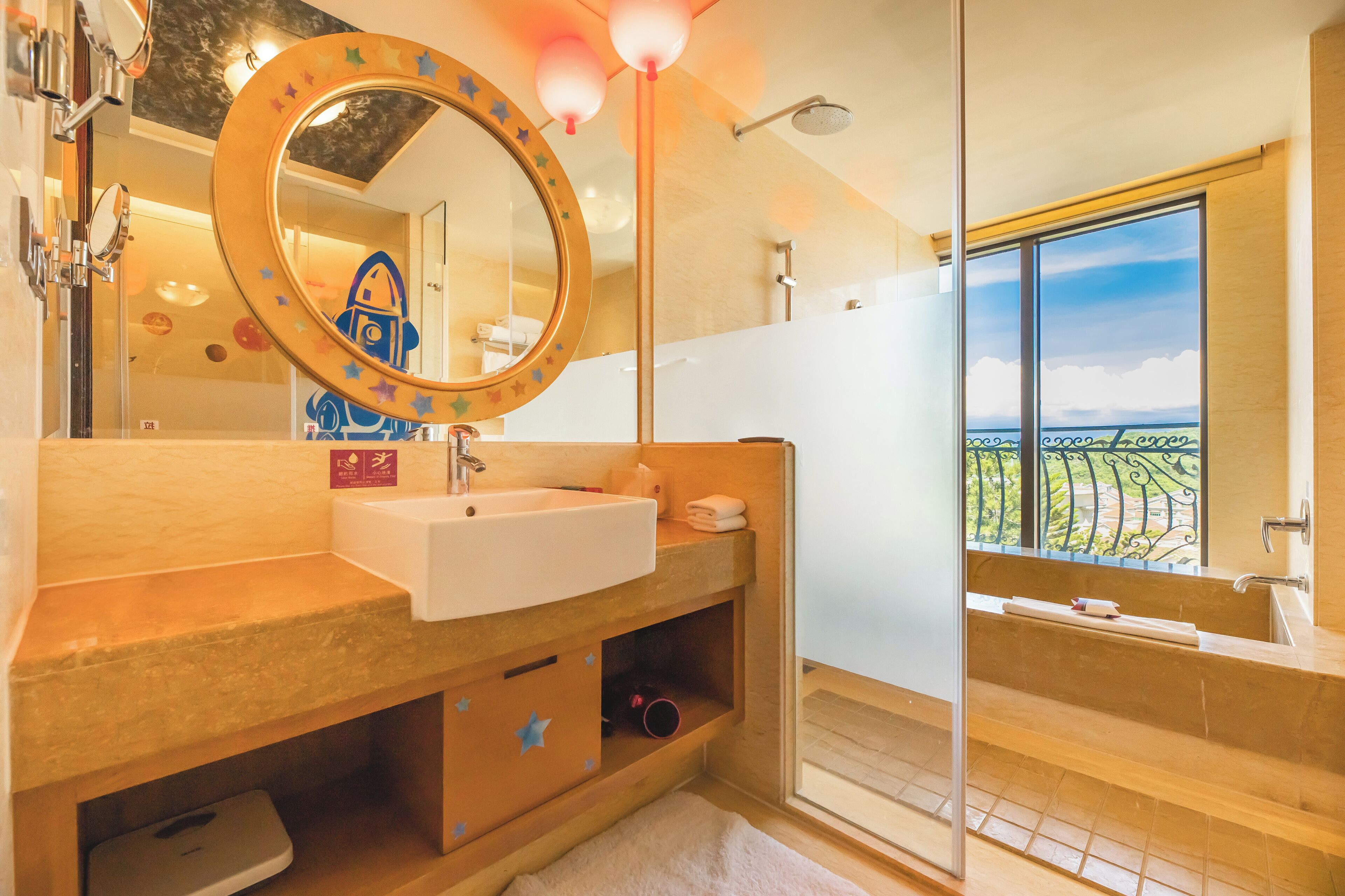 theme room (room selected at check-in) | bathroom | separate bathtub and shower, hair dryer, bathrobes, slippers