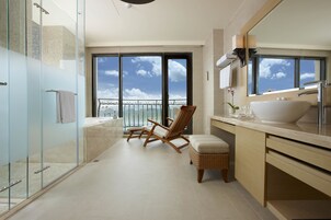 Premier King | Bathroom | Separate tub and shower, hair dryer, bathrobes, slippers