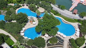 Indoor pool, seasonal outdoor pool, pool umbrellas, sun loungers