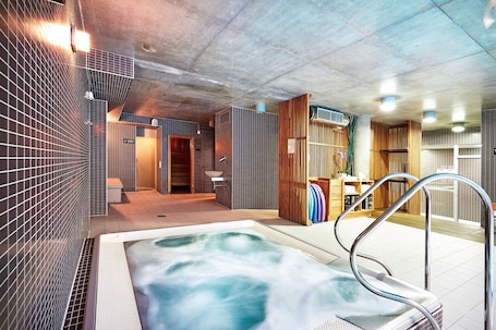 Indoor pool, open 8:00 AM to 8:00 PM, sun loungers