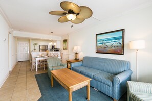 Room, 2 Bedrooms | Living area | 32-inch flat-screen TV with cable channels, TV, DVD player - Sands Beach Club (Myrtle Beach)
