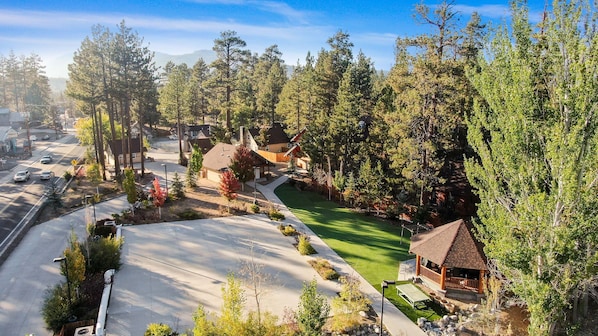 A residential area with houses, a road, and a green lawn. - Bear Creek Resort (Big Bear Lake)