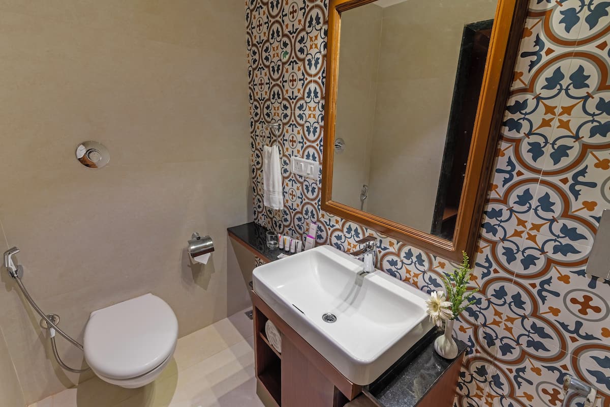 Duş, ücretsiz banyo/kozmetik ürünleri, saç kurutma makinesi, havlu