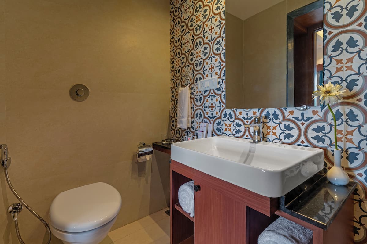 Duş, ücretsiz banyo/kozmetik ürünleri, saç kurutma makinesi, havlu