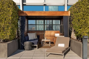 Outdoor pool, pool umbrellas