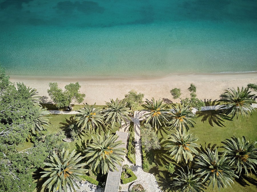 Utsikt mot strand/hav