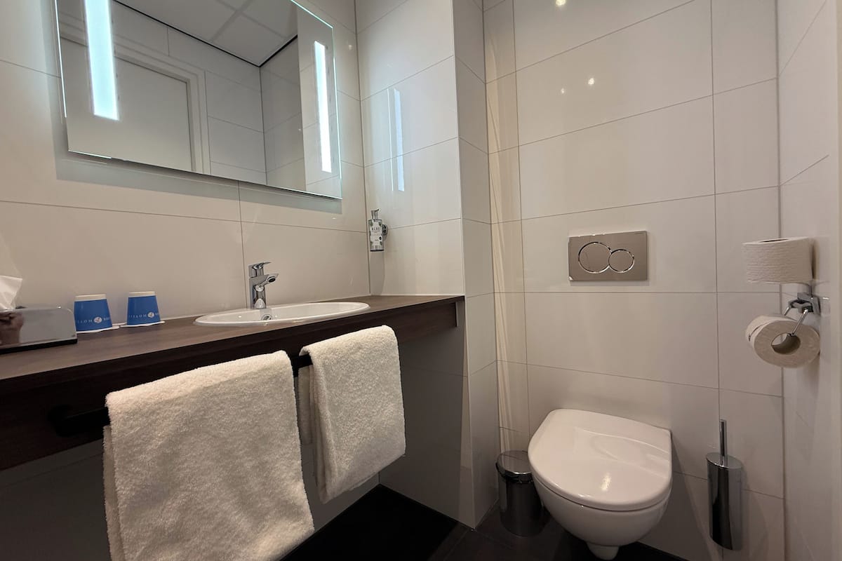luxury double room | bathroom | shower, eco-friendly toiletries, hair dryer, towels