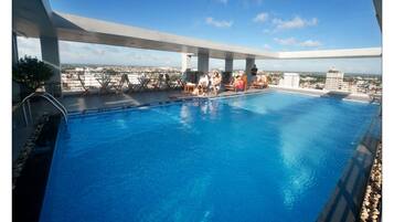 Outdoor pool, sun loungers