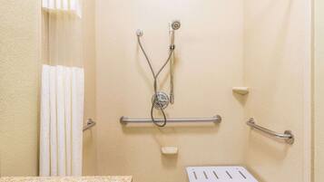 Room, 1 King Bed, Accessible | Bathroom | Combined shower/tub, free toiletries, hair dryer, towels