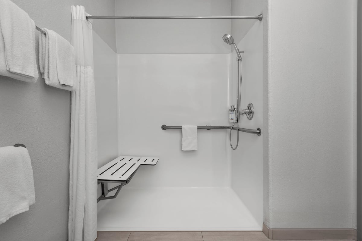 Suite, 2 Double Beds, Accessible (Mobility Accessible, Roll-In Shower) | Desk, iron/ironing board, free WiFi, bed sheets