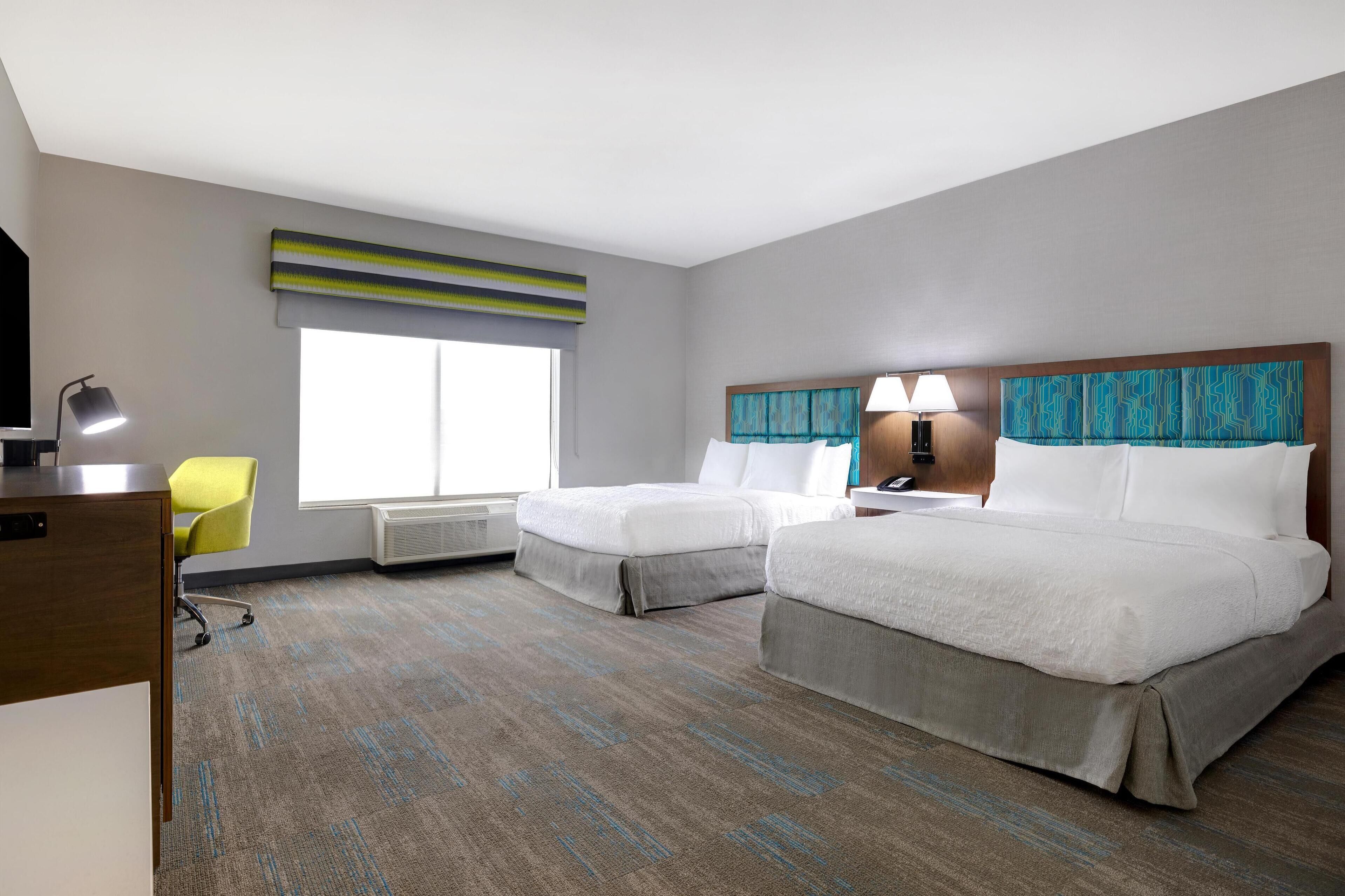 1 bedroom, desk, laptop workspace, blackout curtains