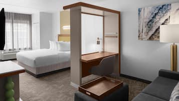 Premium bedding, down duvets, desk, blackout curtains