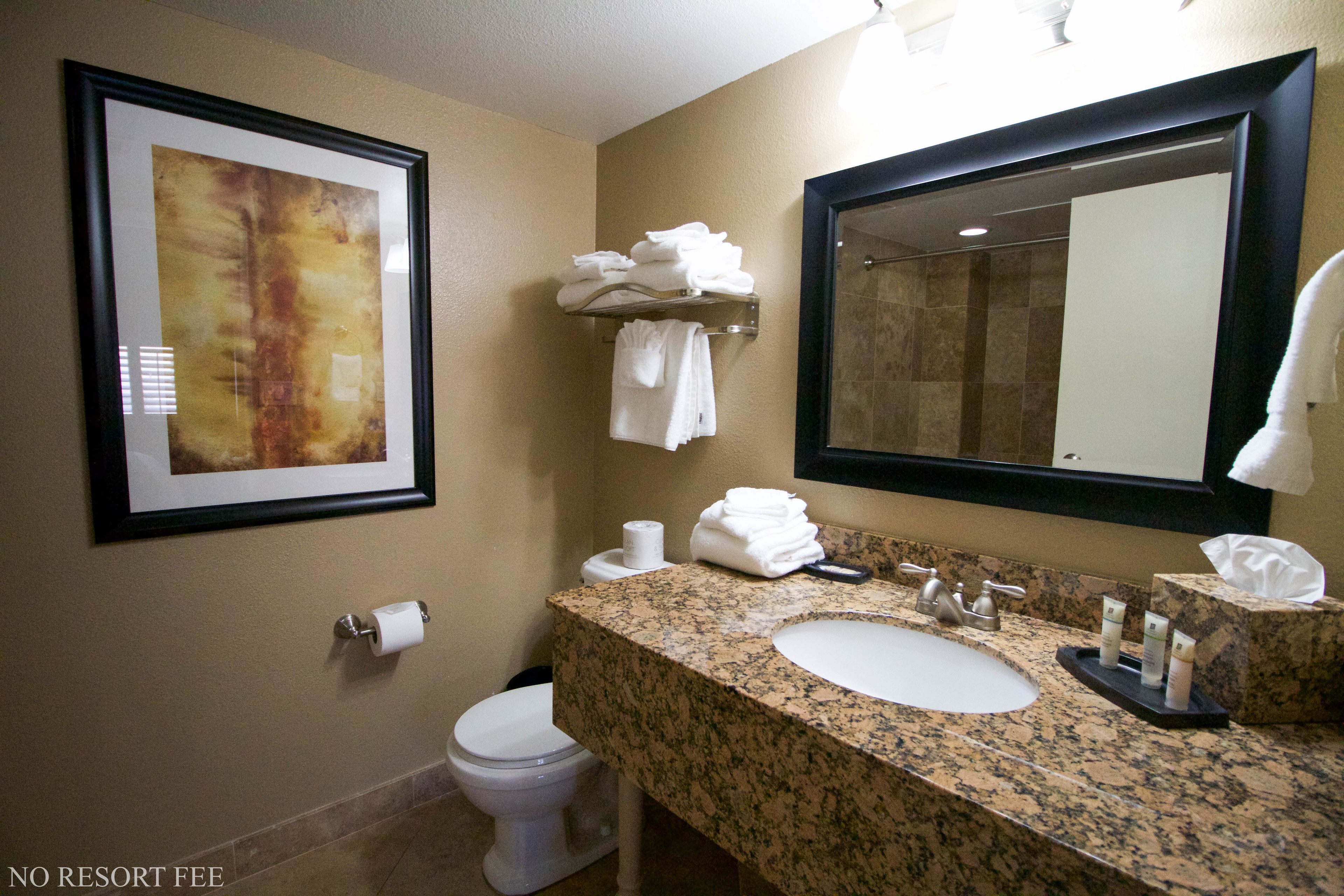 suite, 1 king bed, non smoking, refrigerator (no resort fees) | bathroom | free toiletries, hair dryer, towels, soap